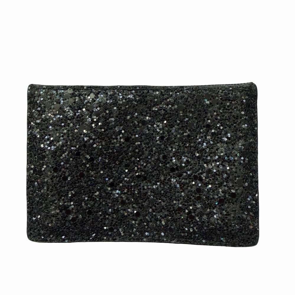Kate Spade Greta Court Leather Glitter Small Card Holder Wallet in Black